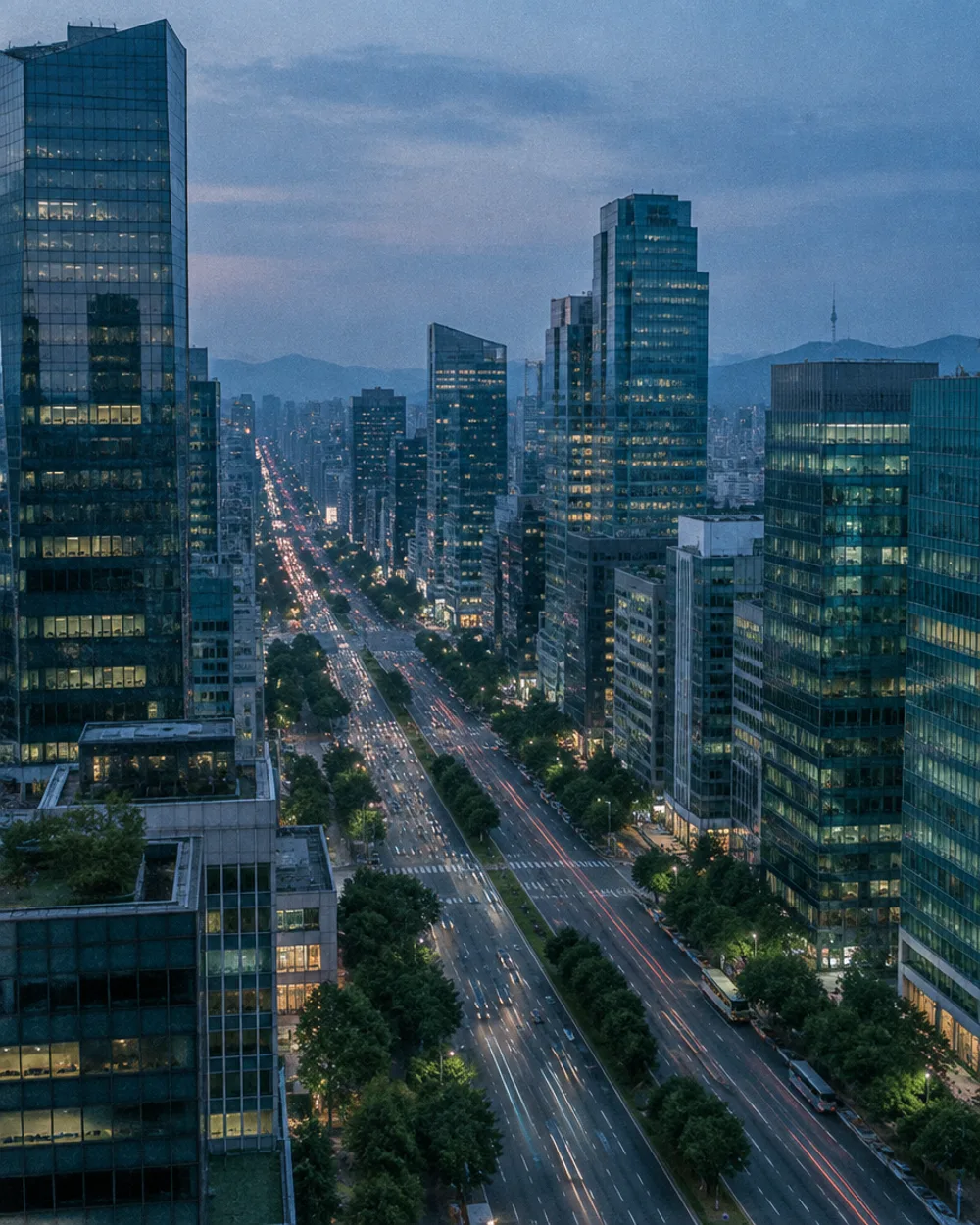 해 질 무렵 위에서 내려다본 강남대로